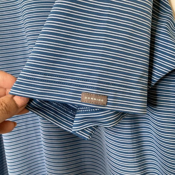 Dunning Golf Polo Shirt Blue / White Striped Men’s Size XL Logo - Picture 11 of 12